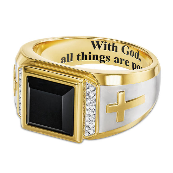 FREE Today: Christian Faith Two Tone Plated Cross Ring - With God All Things Are Possible