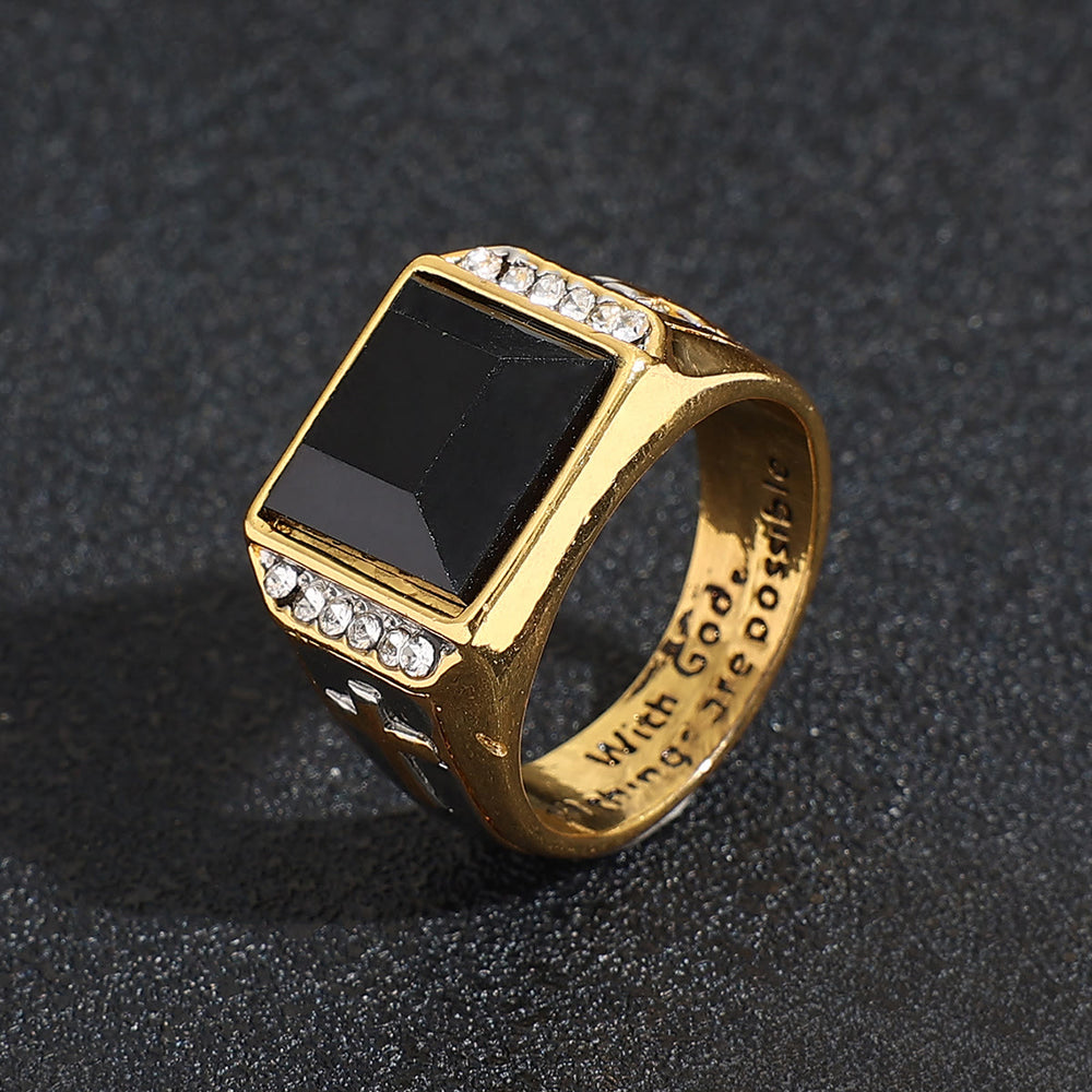 Christianartworkshop Faith Two Tone Plated Cross Ring - With God All Things Are Possible - image 2