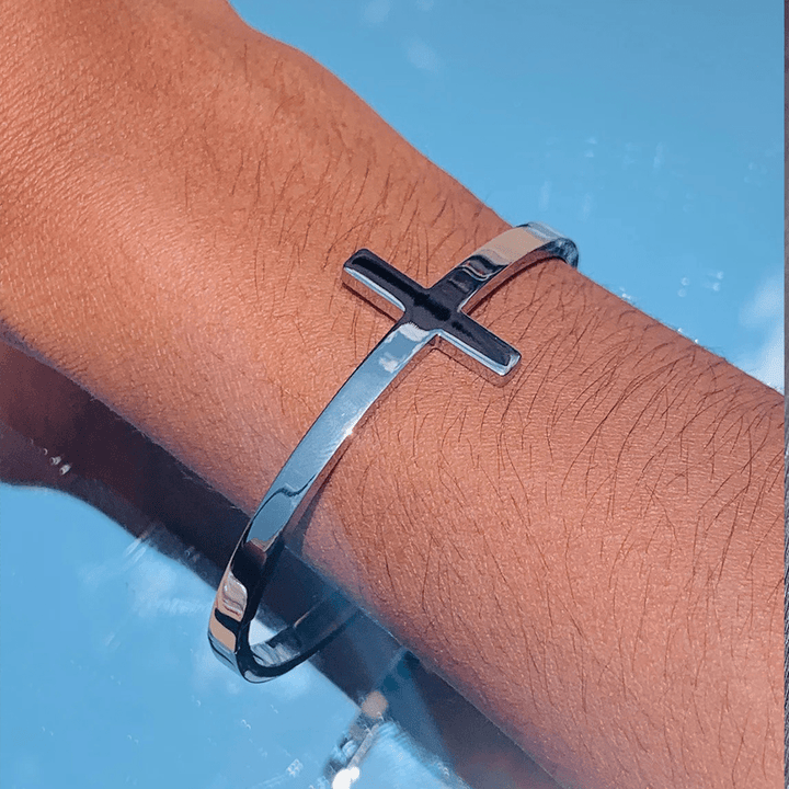 Christianartworkshop Silver Cross Cuff Bangle Religion Bracelet - image 7