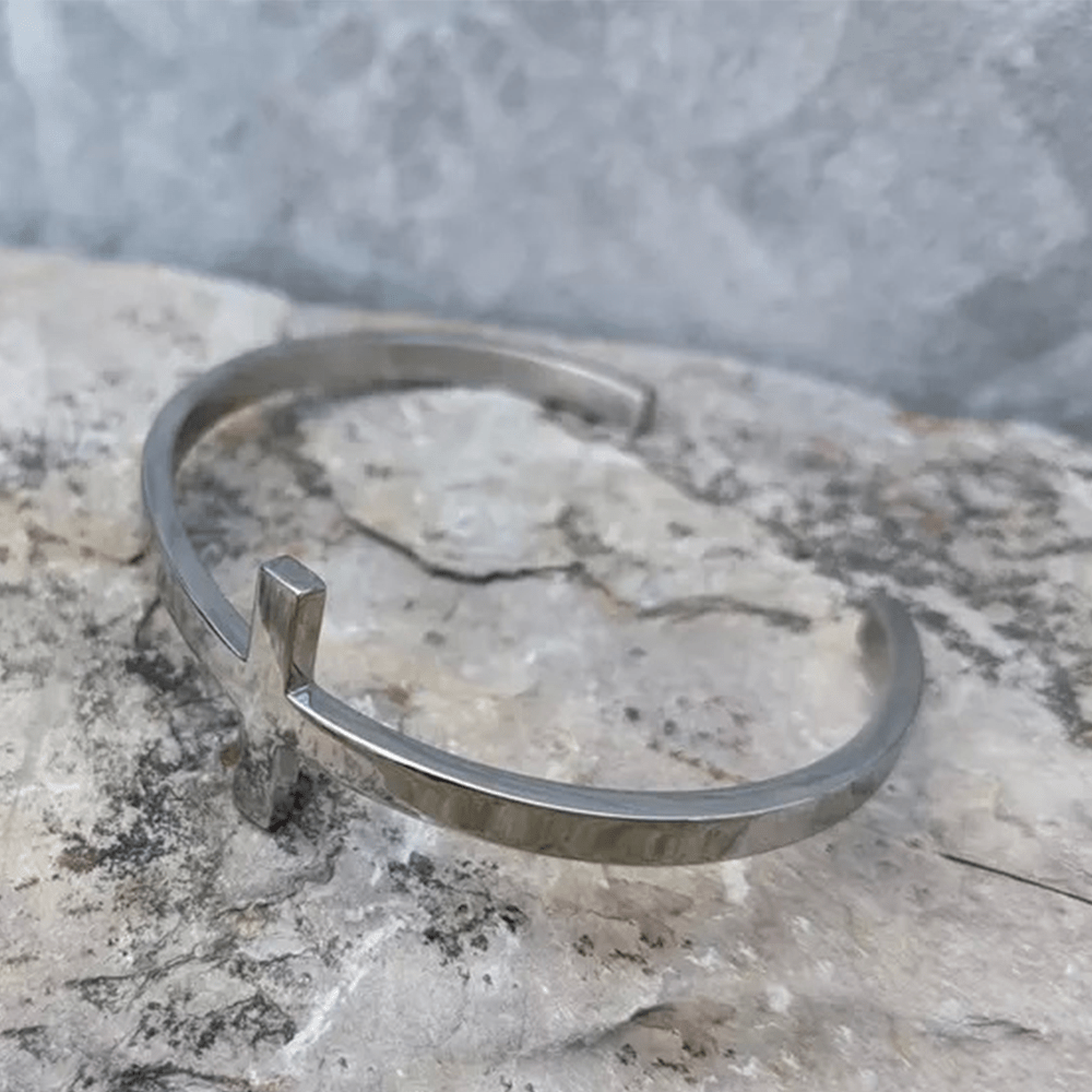 Christianartworkshop Silver Cross Cuff Bangle Religion Bracelet - image 4