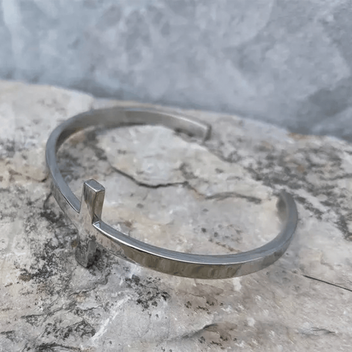 Christianartworkshop Silver Cross Cuff Bangle Religion Bracelet - image 4