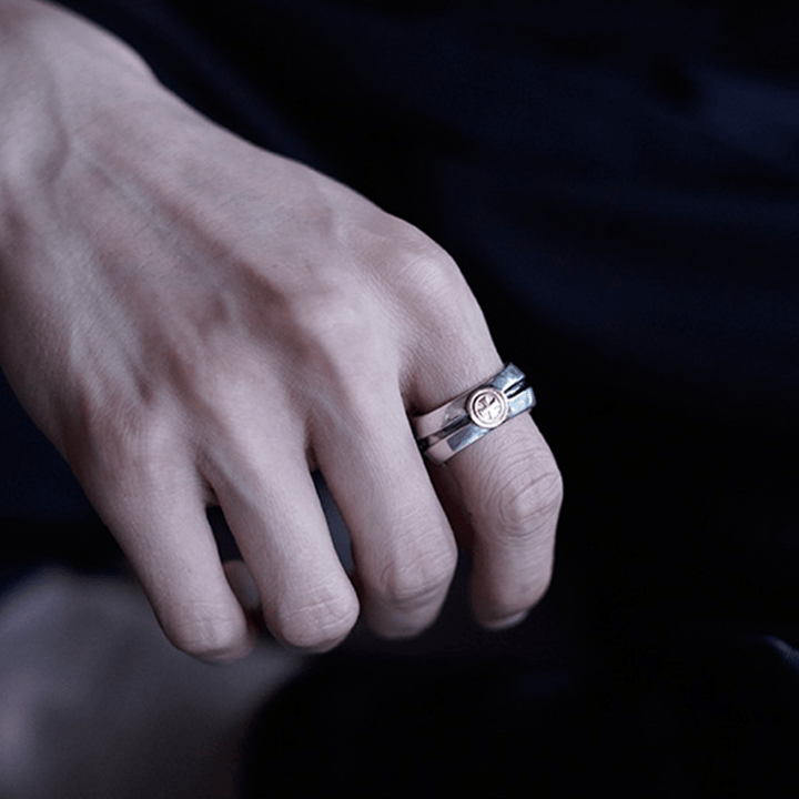Christianartworkshop Medieval Retro Cross Iris Adjustable Ring - image 9