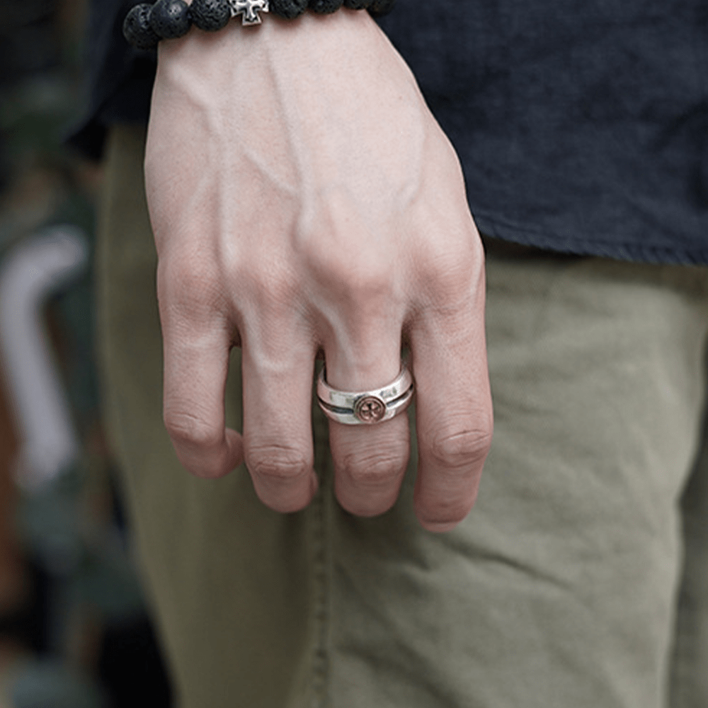 Christianartworkshop Medieval Retro Cross Iris Adjustable Ring - image 9