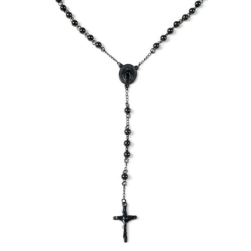 Stainless Steel Black Beaded Rosary - image 8