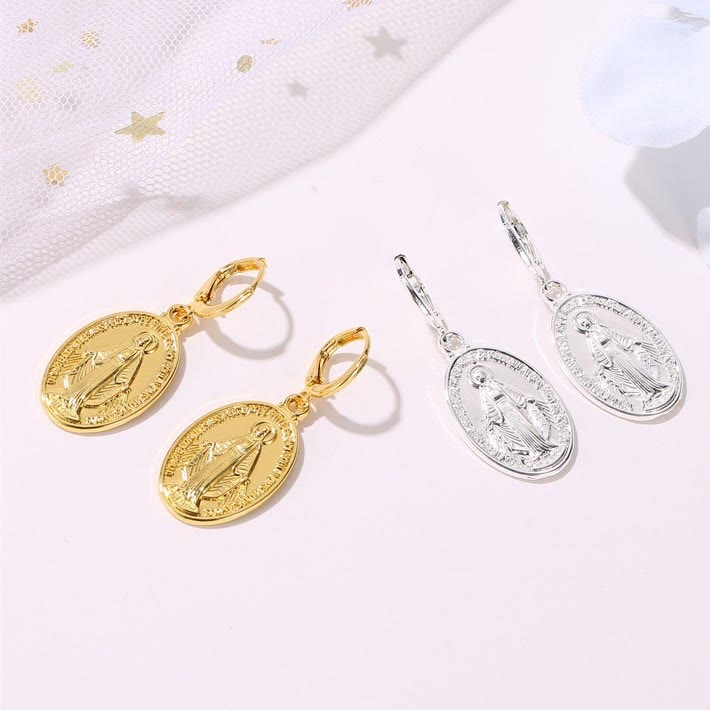 Christianartworkshop Miraculous Mary Medals Religion Earrings - image 3