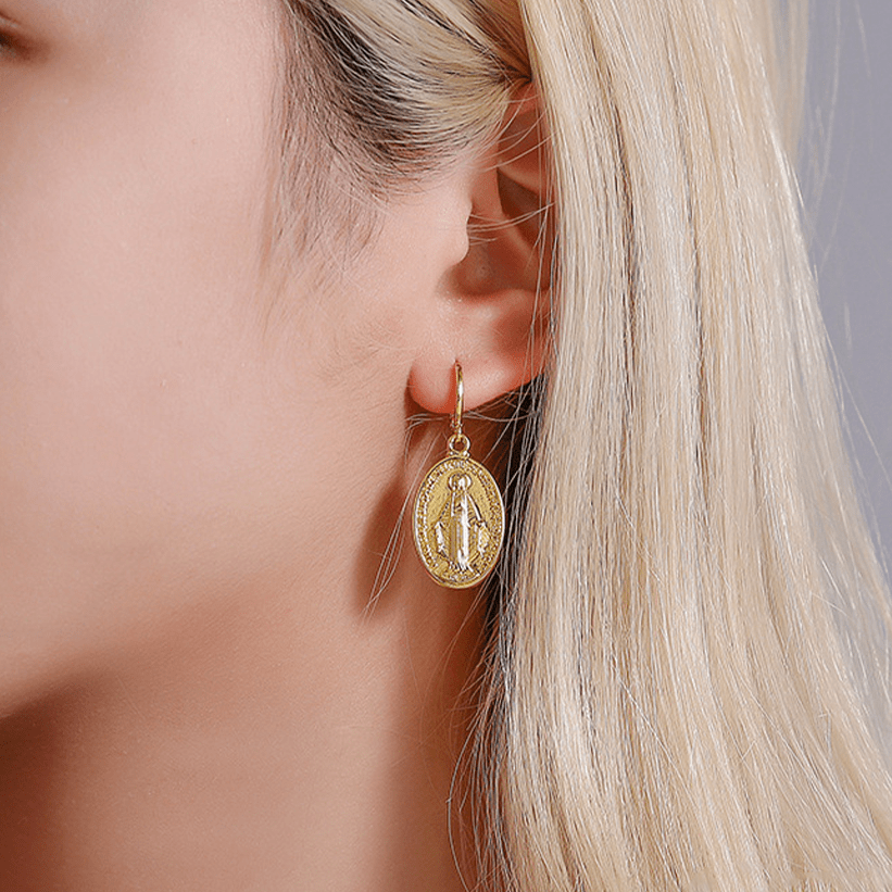 Christianartworkshop Miraculous Mary Medals Religion Earrings - image 2