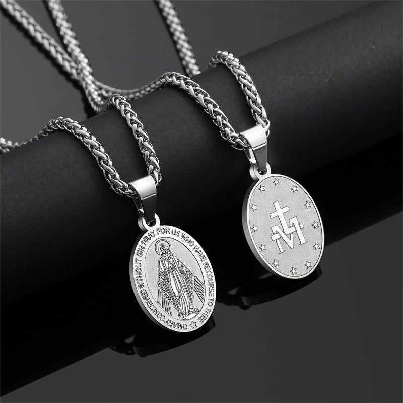 Christianartworkshop Miraculous Mary Pendant Religion Necklace - Silver - image 2