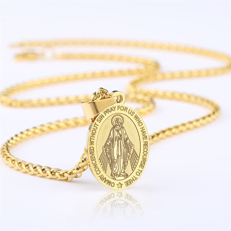 Christianartworkshop Miraculous Mary Pendant Religion Necklace - Golden - image 1