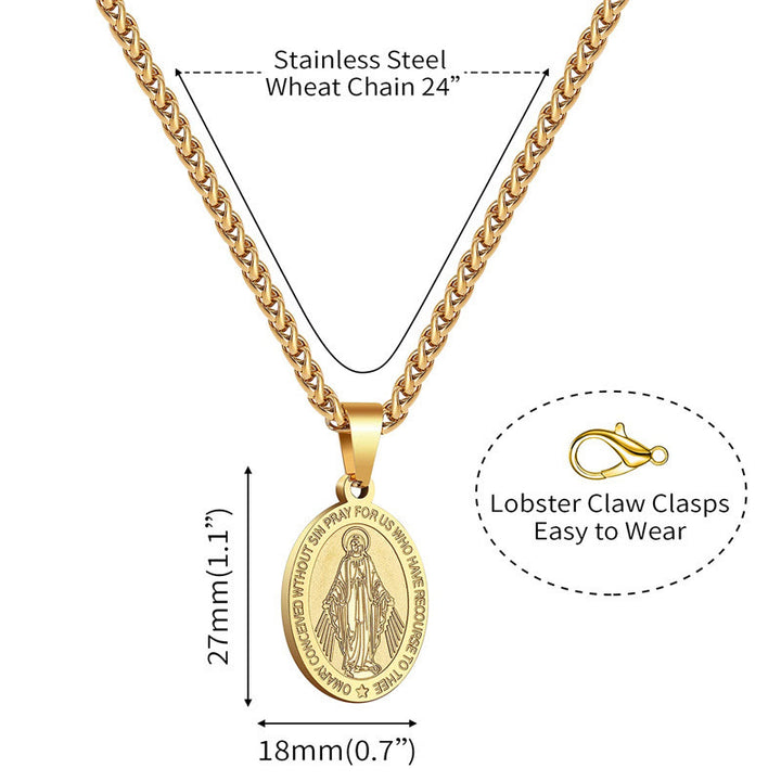 Christianartworkshop Miraculous Mary Pendant Religion Necklace - image 4