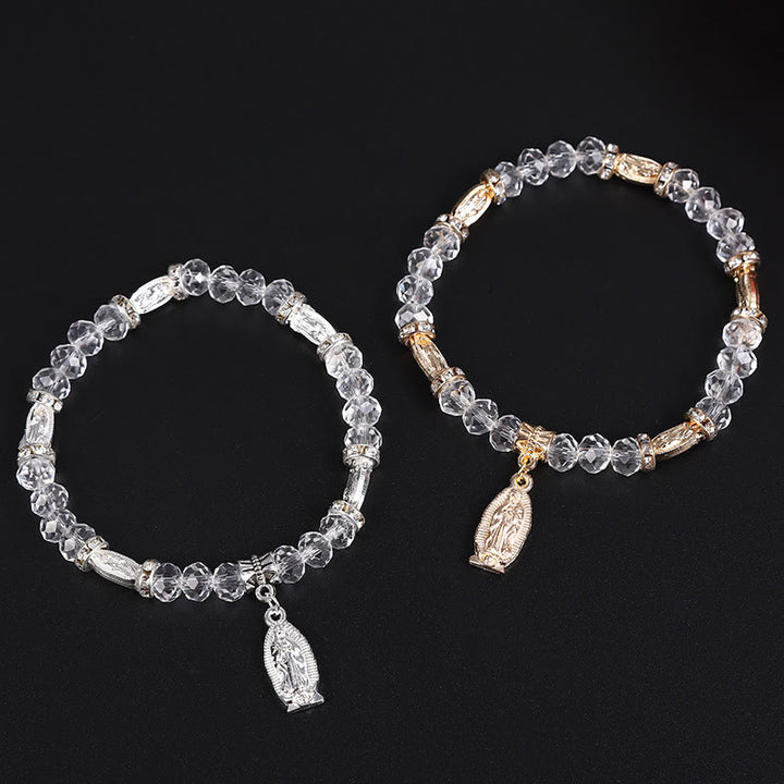 Christianartworkshop Clear Glass Bead Bracelet with Virgin Mary Pendant - image 4
