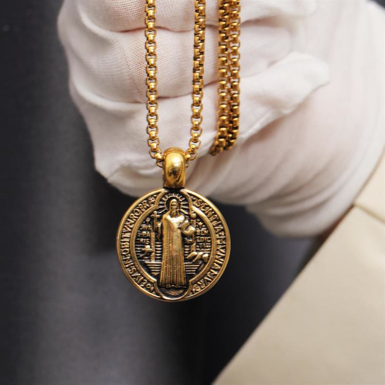 Christianartworkshop Double-Sided Pattern St. Benedict Symbol Necklace - image 3