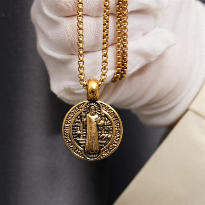 Christianartworkshop Double-Sided Pattern St. Benedict Symbol Necklace - image 3