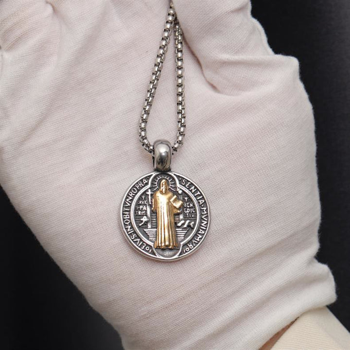 Christianartworkshop Double-Sided Pattern St. Benedict Symbol Necklace - image 6