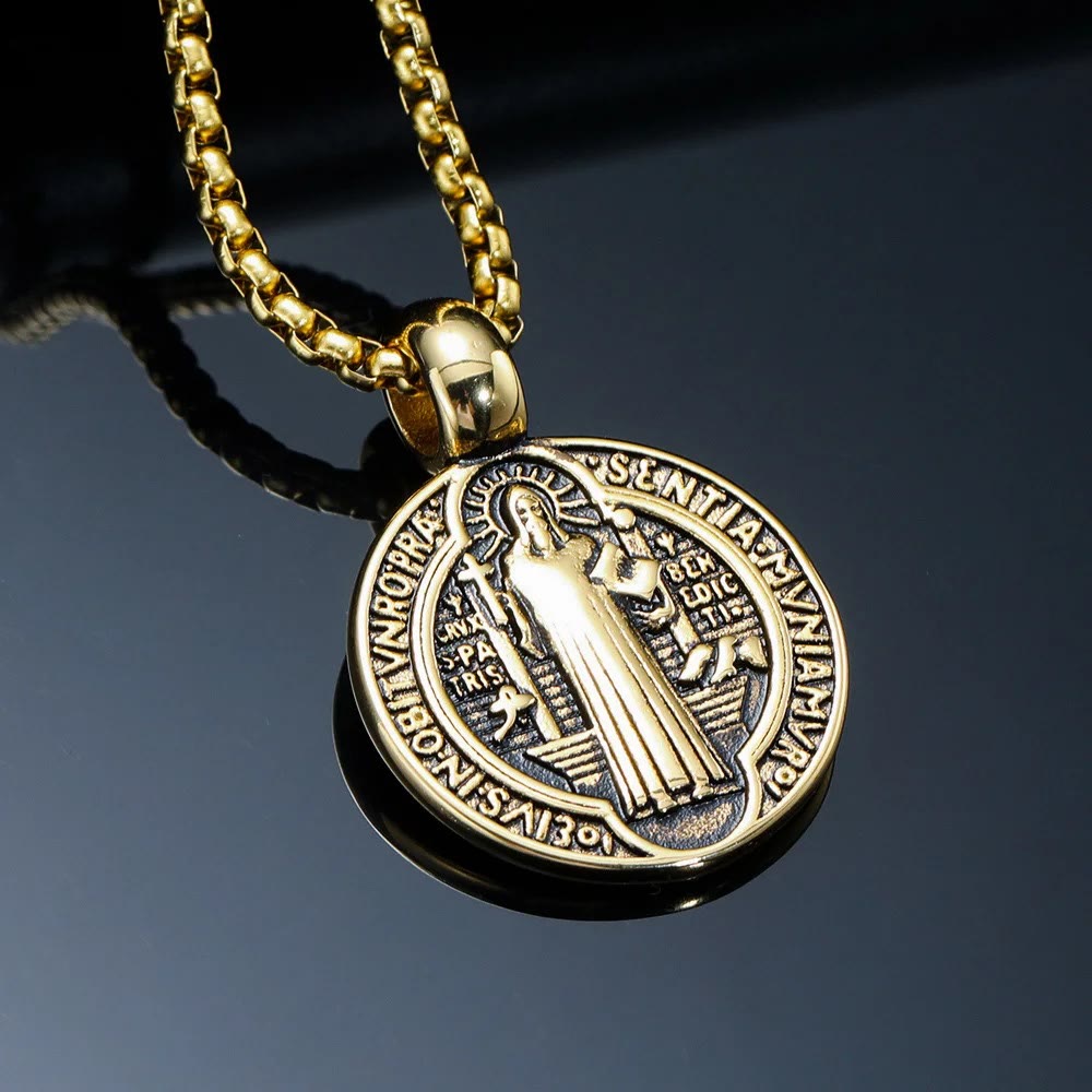 Christianartworkshop Double-Sided Pattern St. Benedict Symbol Necklace - image 2