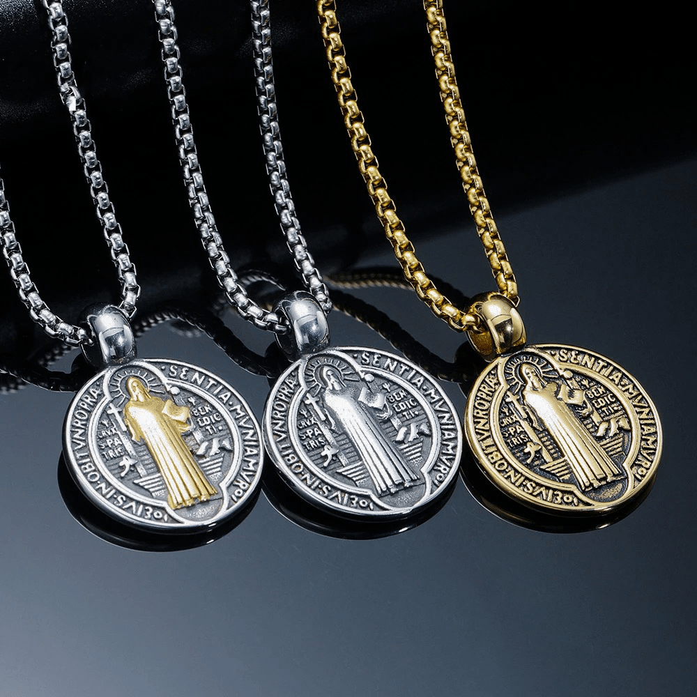 Christianartworkshop Double-Sided Pattern St. Benedict Symbol Necklace - image 4
