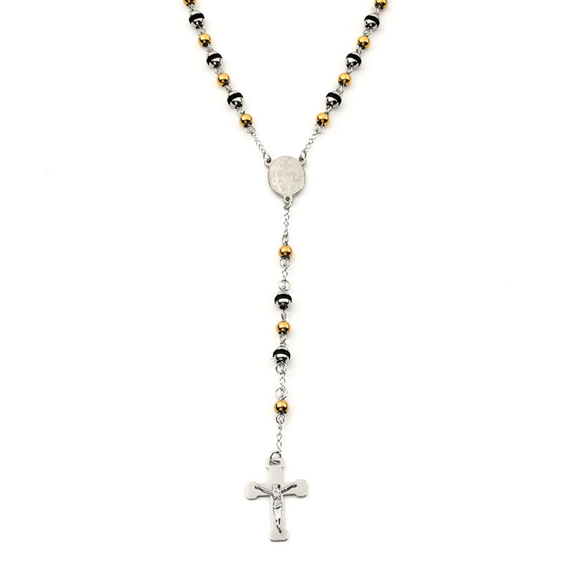 Stainless Steel Bead Chain Cross Pendant Rosary - image 3