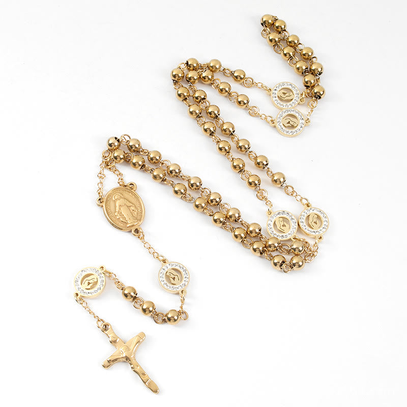 Crafted Zirconia Virgin Mary Themed Rosary - image 2