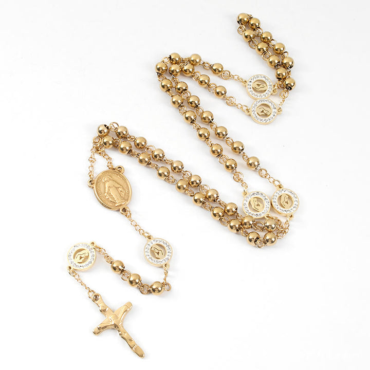 Crafted Zirconia Virgin Mary Themed Rosary - image 2