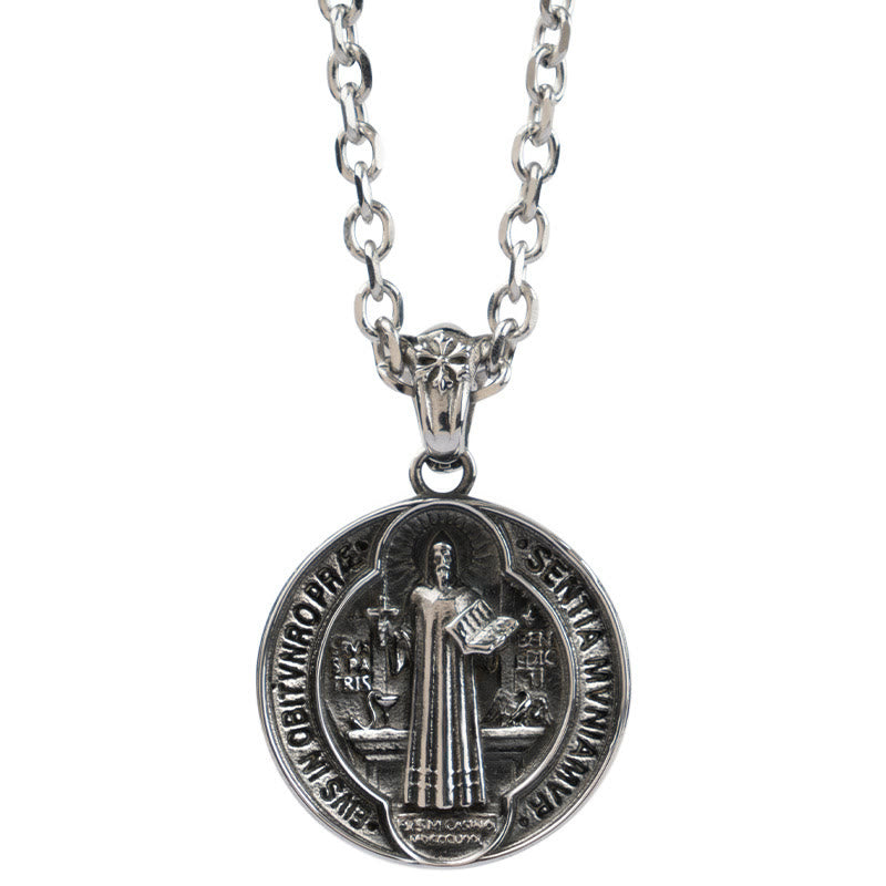 Christianartworkshop St. Benedict Home Blessing Titanium Steel Necklace - image 6