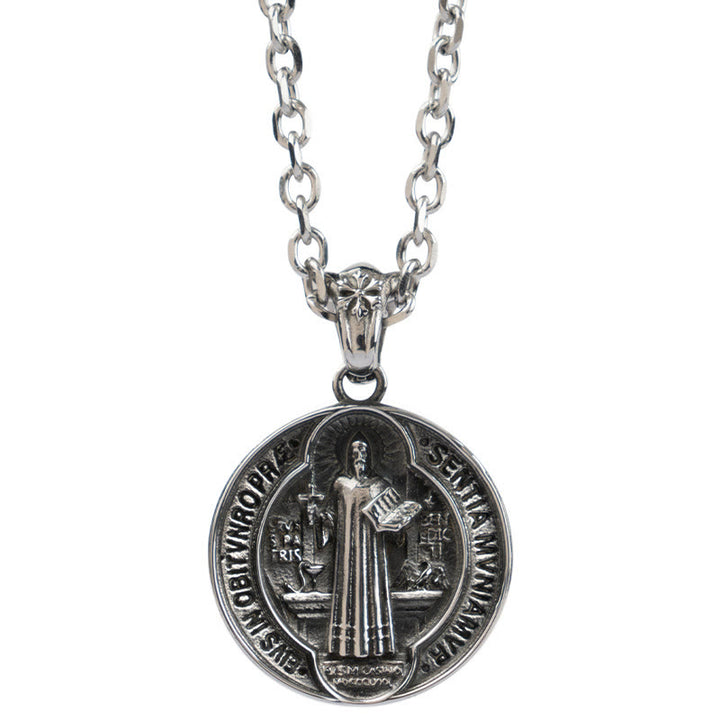 Christianartworkshop St. Benedict Home Blessing Titanium Steel Necklace - image 6