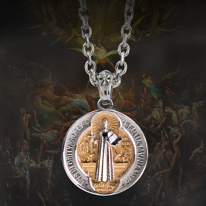 Christianartworkshop St. Benedict Home Blessing Titanium Steel Necklace - image 3