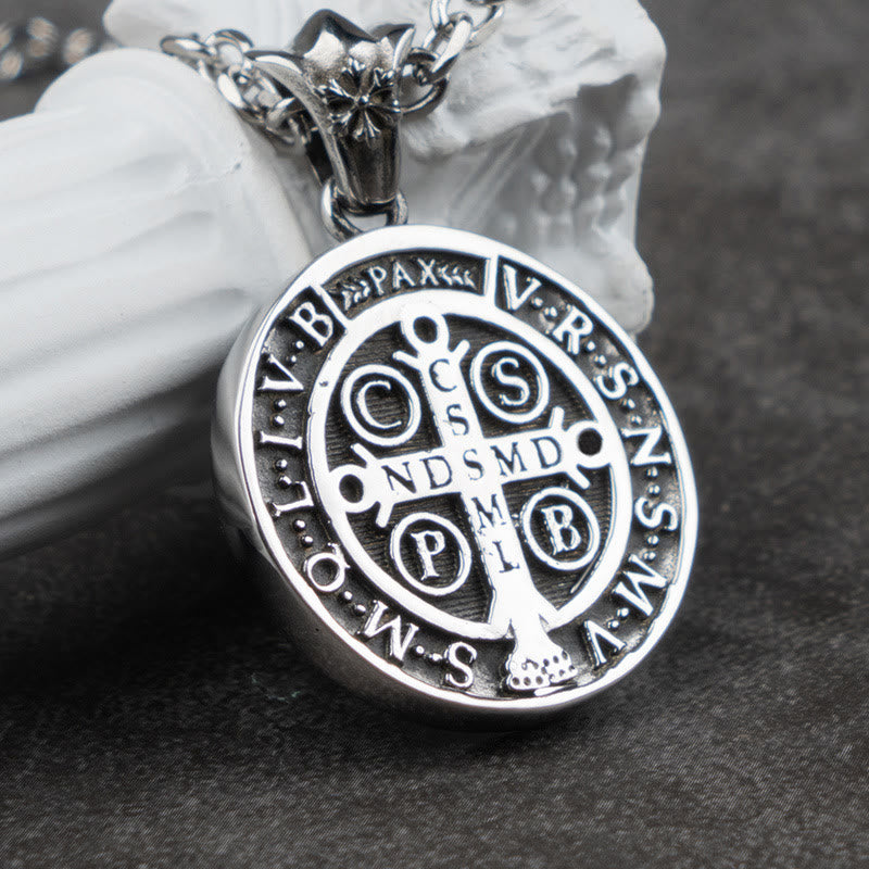 Christianartworkshop St. Benedict Home Blessing Titanium Steel Necklace - image 7