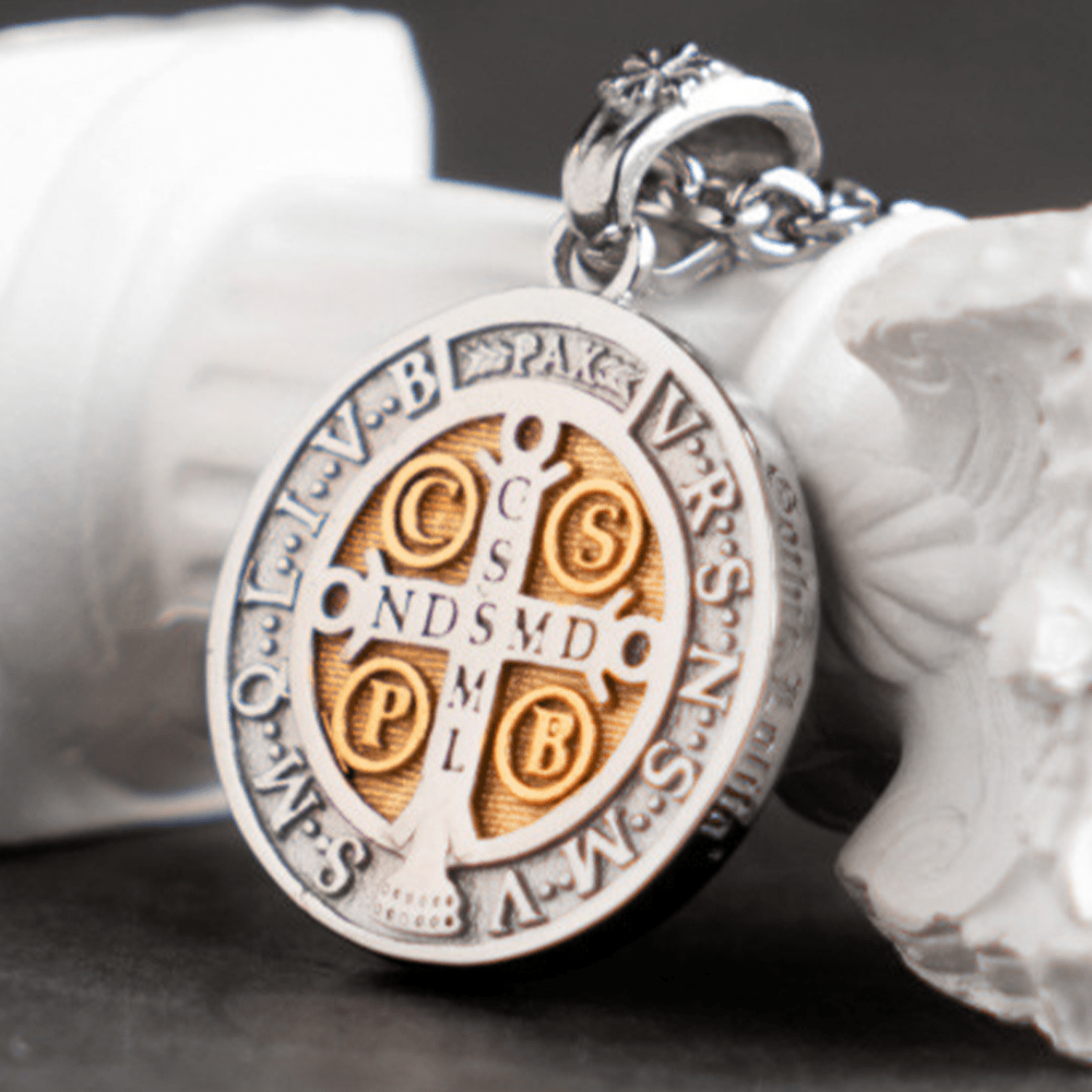 Christianartworkshop St. Benedict Home Blessing Titanium Steel Necklace - image 2