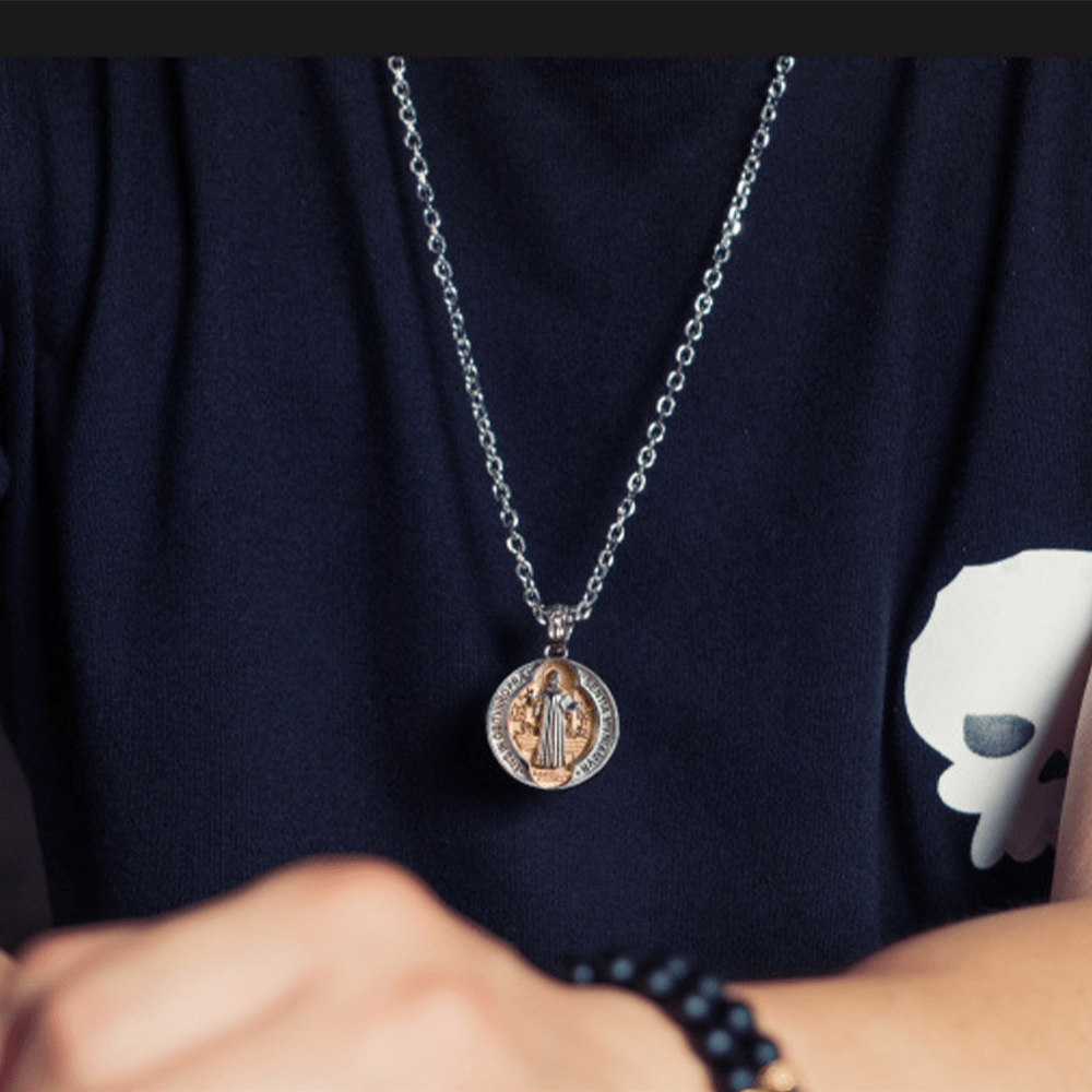 Christianartworkshop St. Benedict Home Blessing Titanium Steel Necklace - image 4