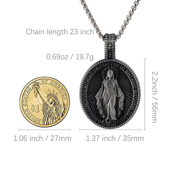 Christianartworkshop Miraculous Virgin Mary Medallion Pendant Necklace - image 5