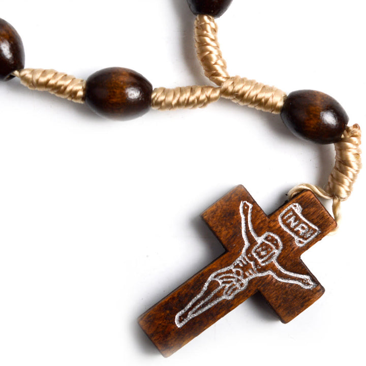 Mini Cross Finger Baptism Solid Wood Rosary - image 2