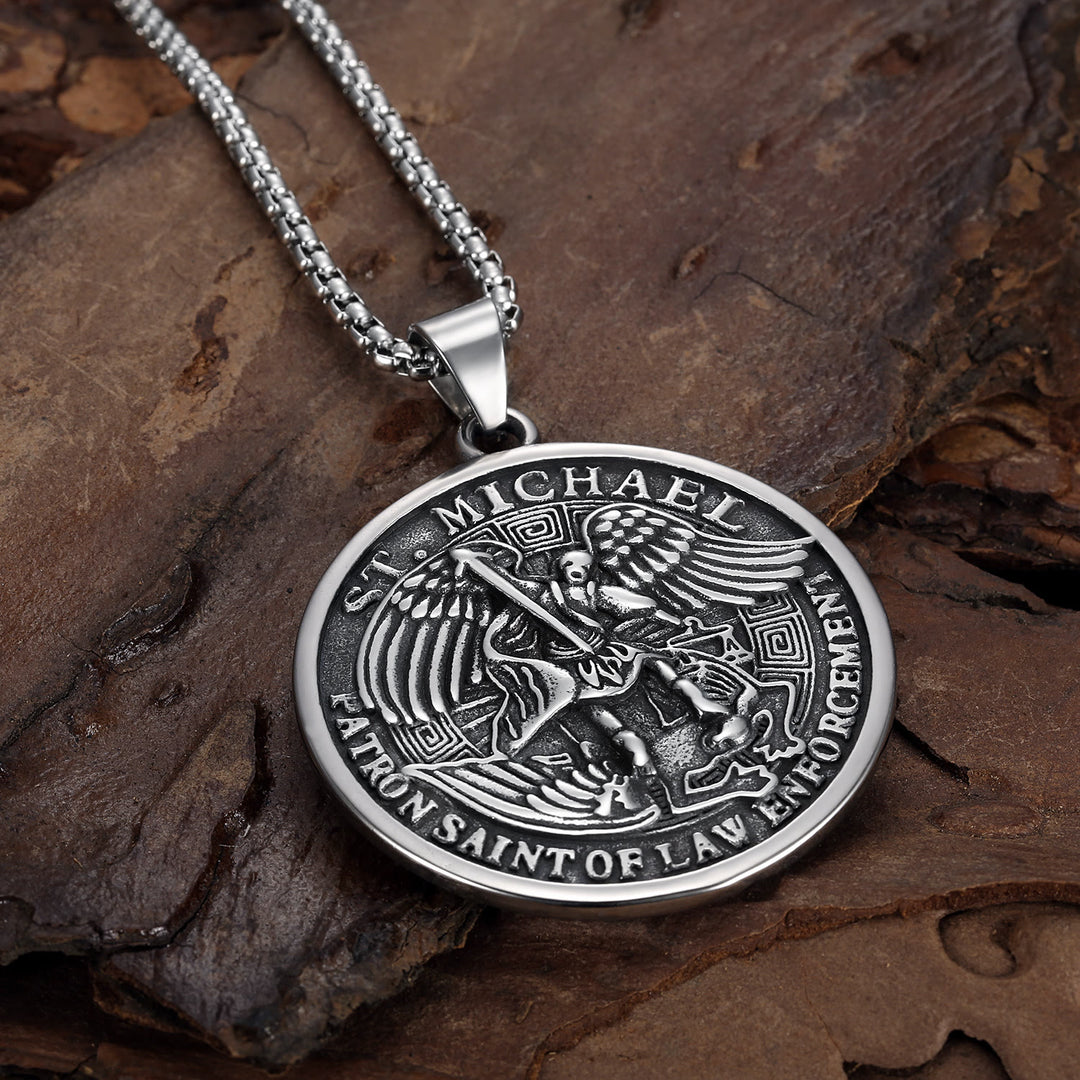 Christianartworkshop Classic Saint Michael the Archangel Religion Necklace - Silver - image 1