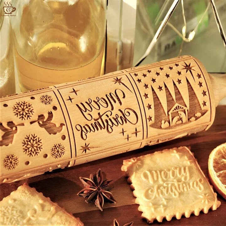 Christmas Wooden Rolling Pin