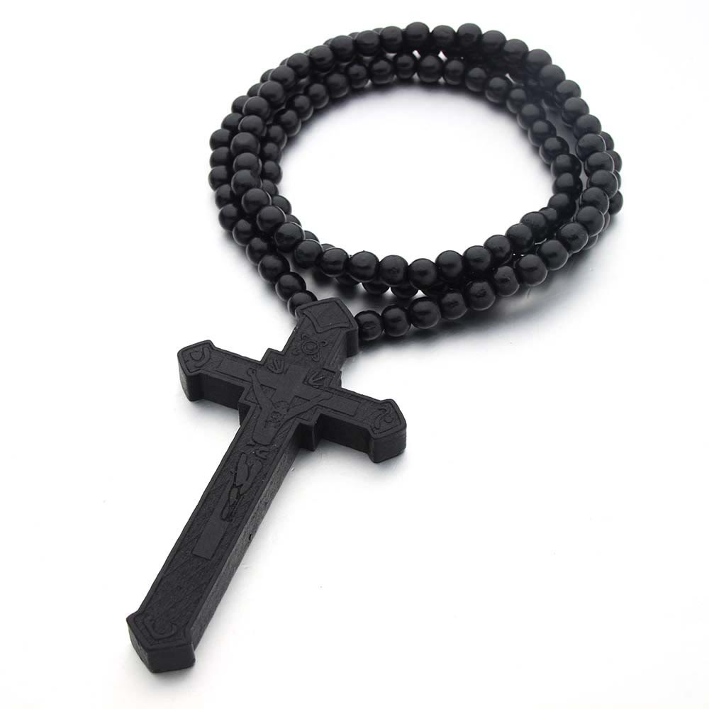 Christianartworkshop Jesus Cross Wooden Necklace - Black - image 4