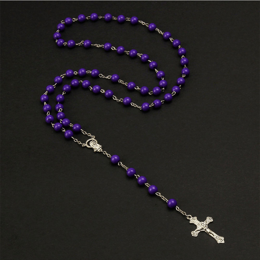 Christianartworkshop Six-Color Stone Beads Catholic Rosary - Purple - image 0