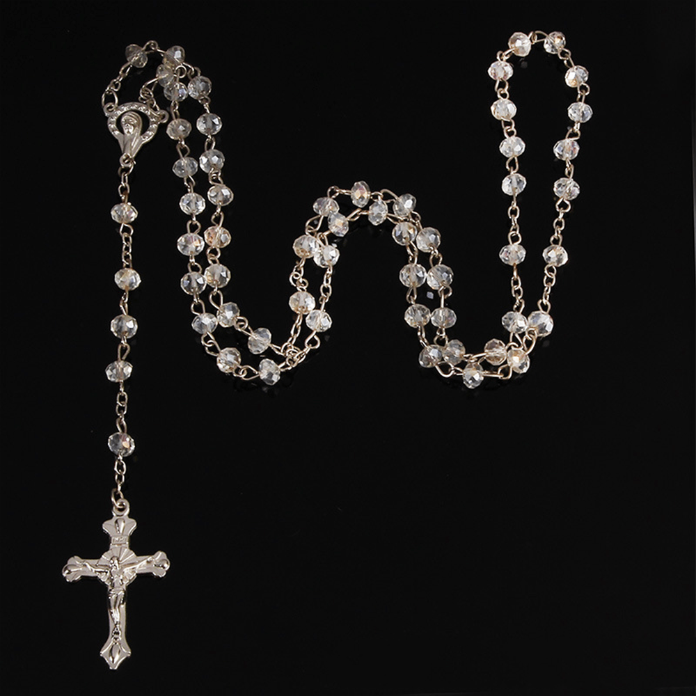 Christianartworkshop Classic Crystal Beads Rosary - White - image 0