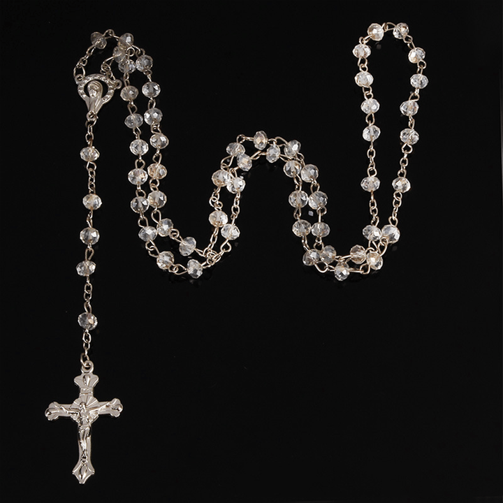 Christianartworkshop Classic Crystal Beads Rosary - White - image 0