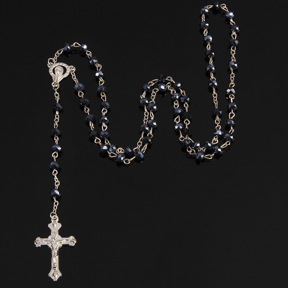 Christianartworkshop Classic Crystal Beads Rosary - Black - image 3