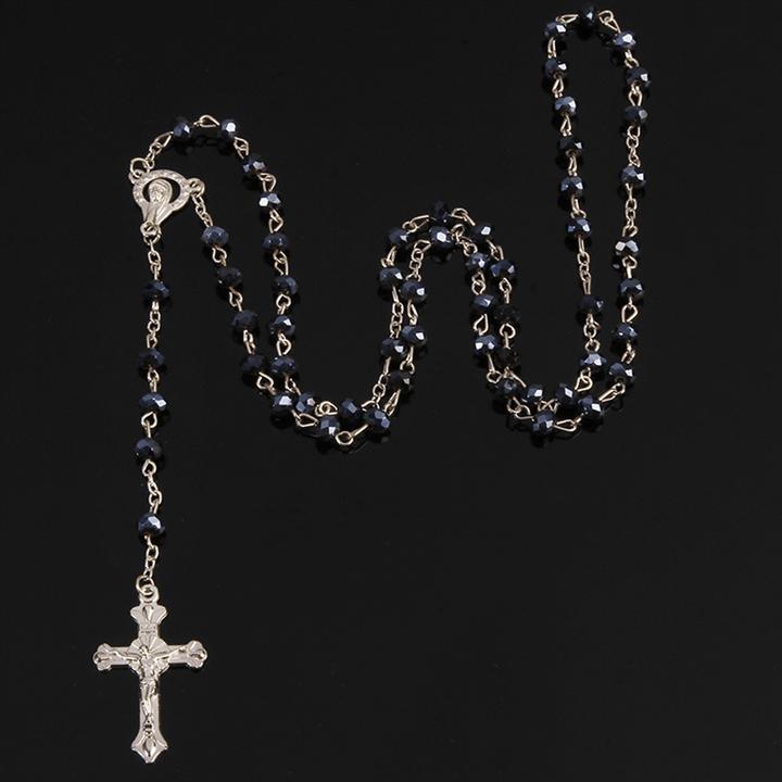 Christianartworkshop Classic Crystal Beads Rosary - Black - image 3