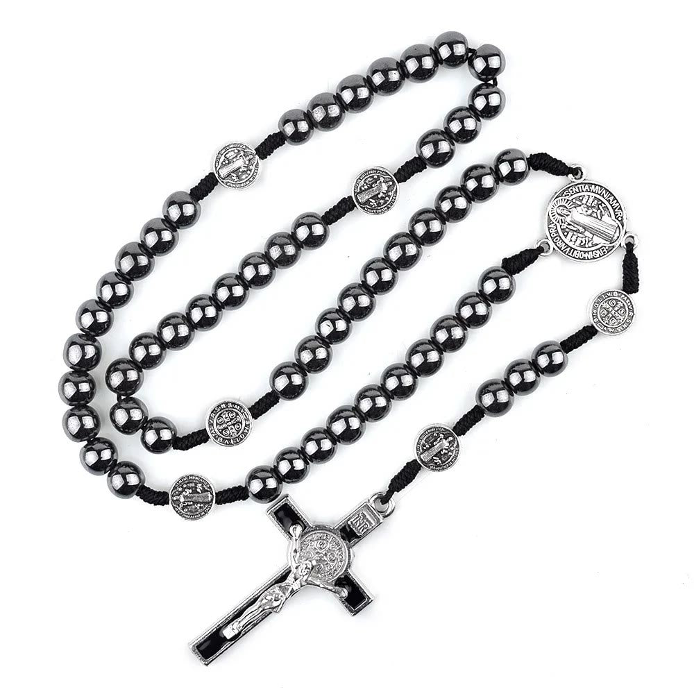 Saint Benedict Holy Medal Black Gallstone Rosary - image 6
