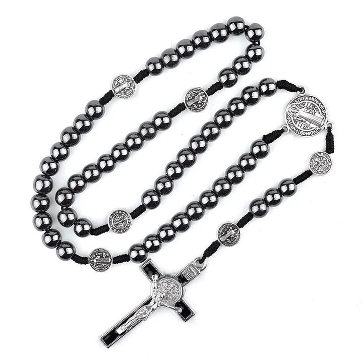 Saint Benedict Holy Medal Black Gallstone Rosary - image 6