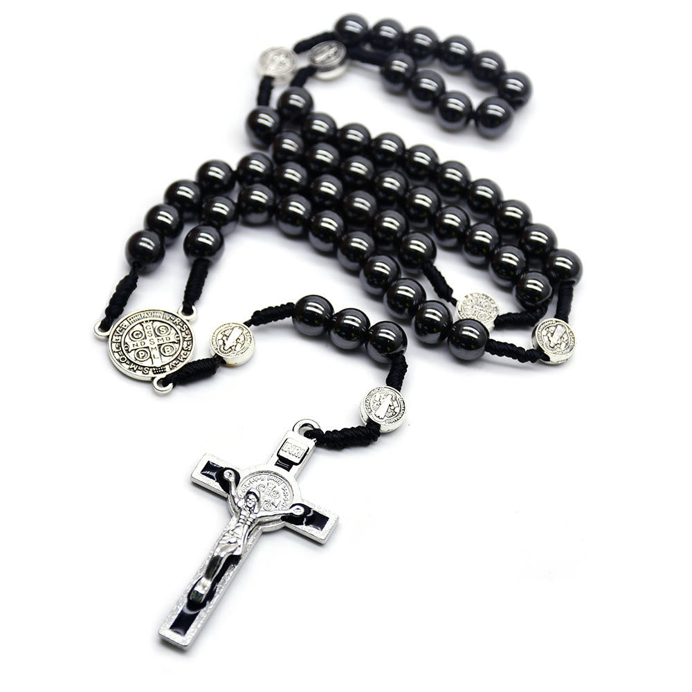 Saint Benedict Holy Medal Black Gallstone Rosary - image 9
