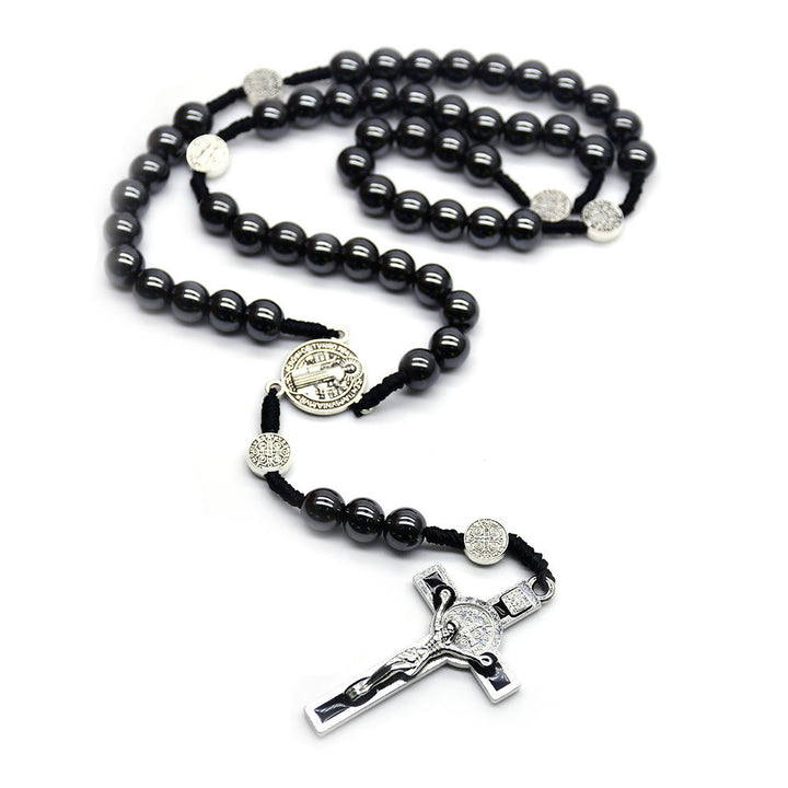 Saint Benedict Holy Medal Black Gallstone Rosary - image 10