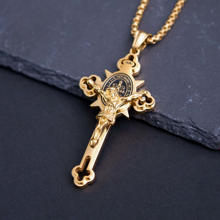 Christianartworkshop St. Benedict Symbol Crucifix Necklace