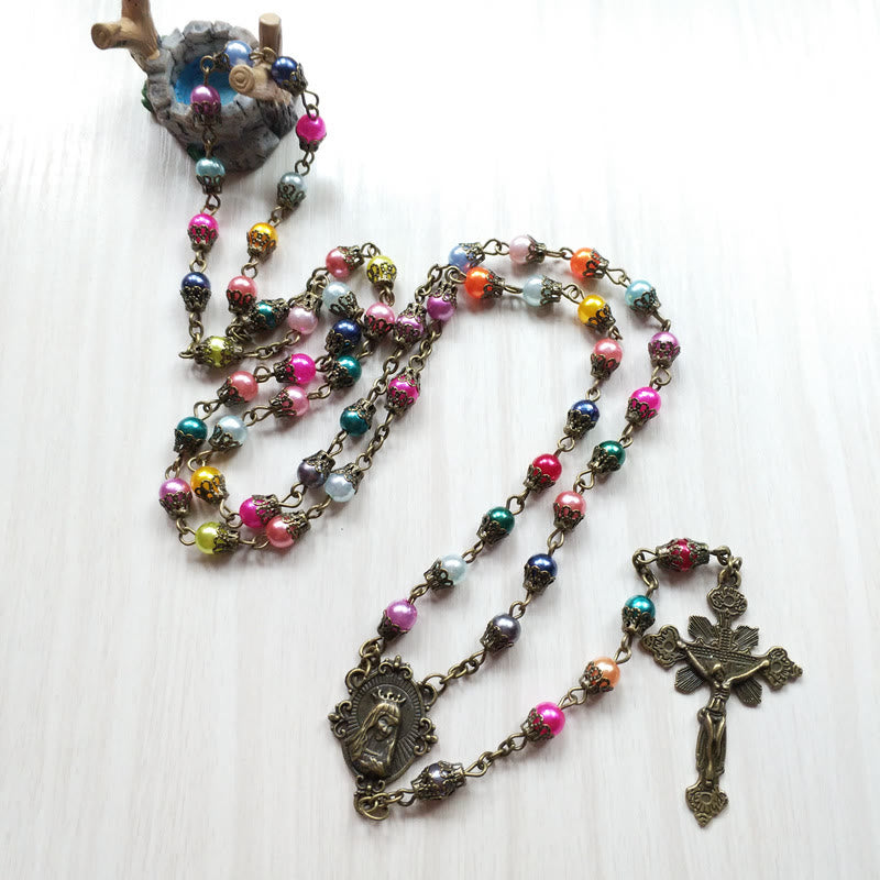 FREE Today: Our Lady of Fátima &amp; Crucifix of 6 mm Round Multicolor Acr ...