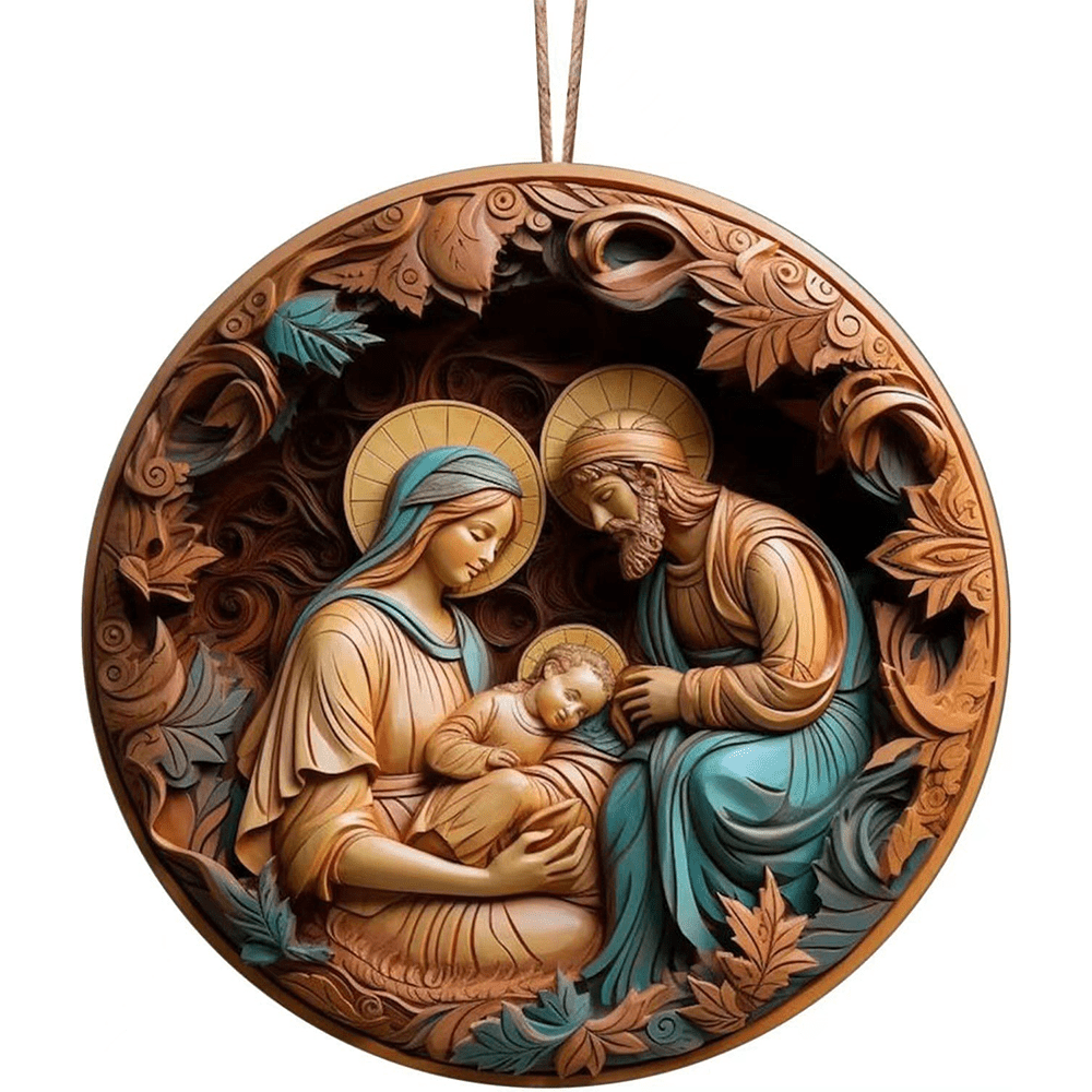Christianartworkshop Retro Nativity Christmas Hanging Ornaments B - Ceramics - image 0
