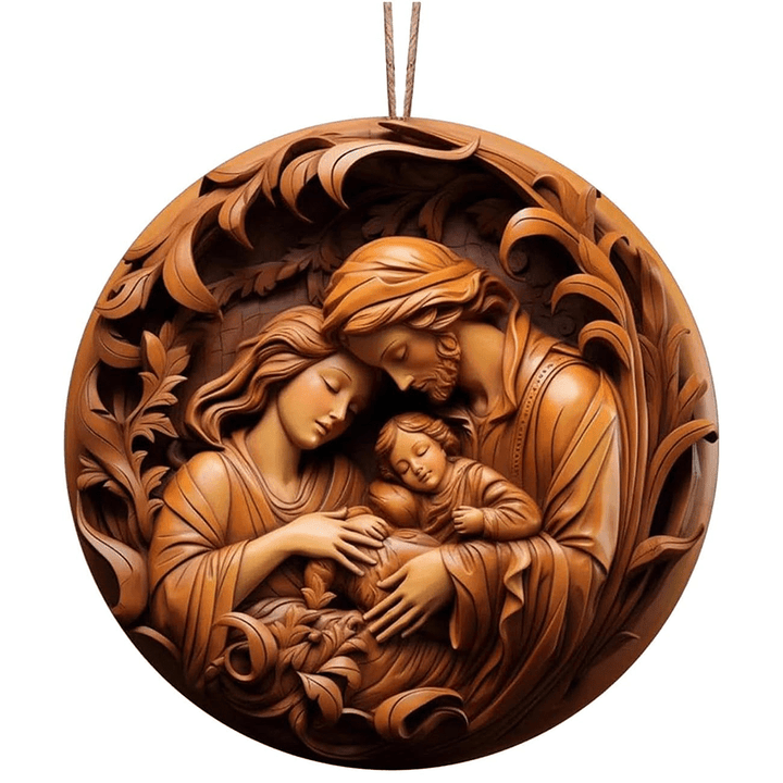 Christianartworkshop Retro Style Nativity Christmas Hanging Ornaments A