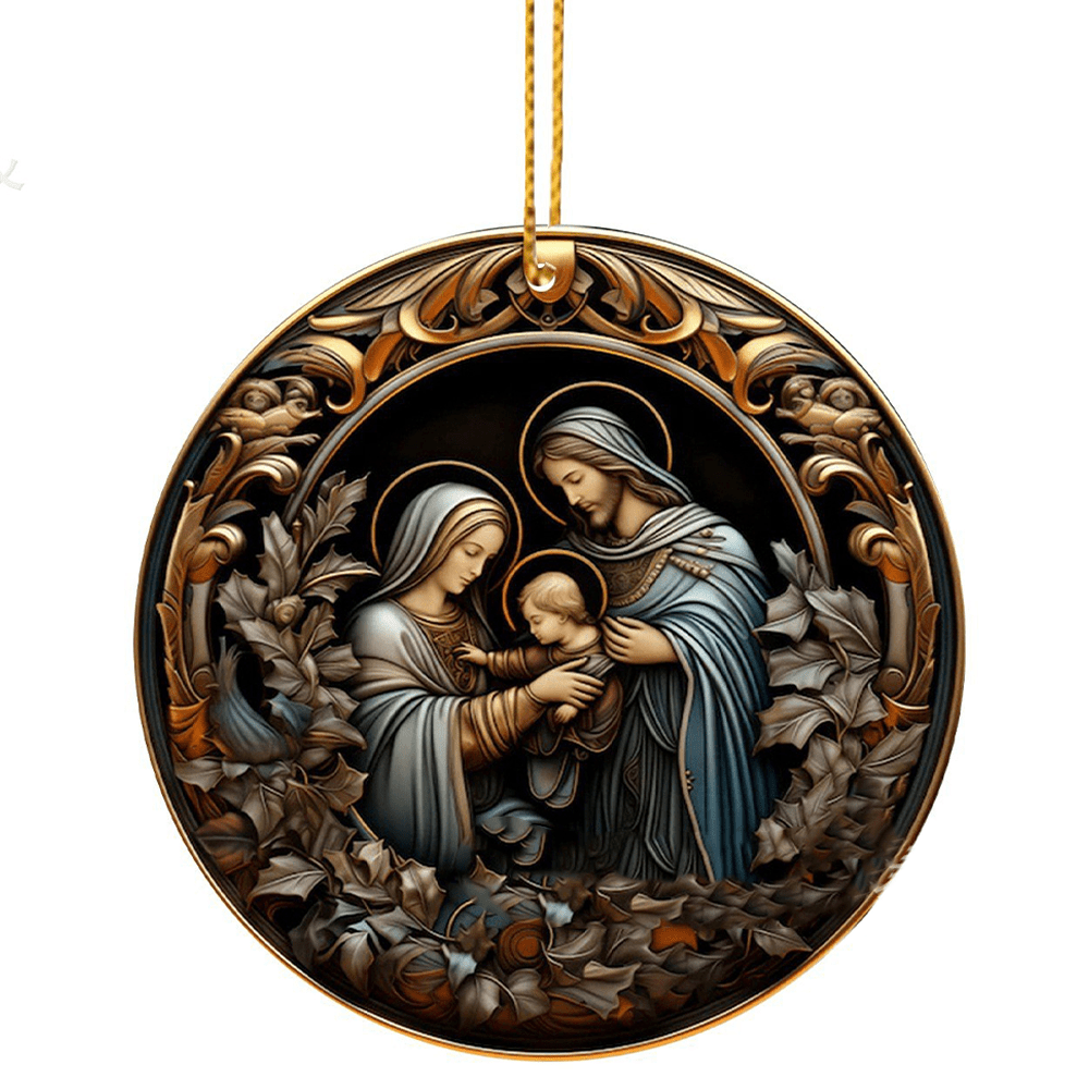 Christianartworkshop Nativity Christmas Blessing Hanging Ornaments B - Ceramics - image 0