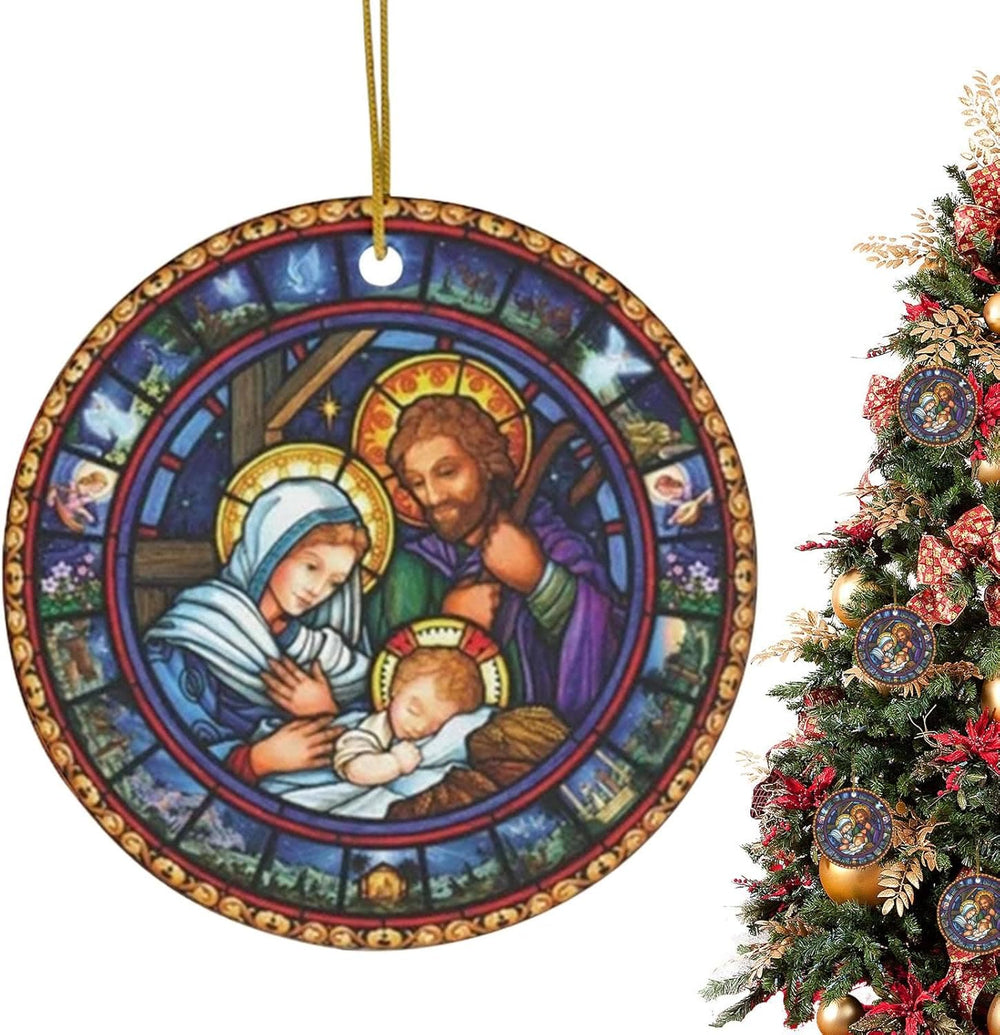 Christianartworkshop 5 Stained Glass Style Christian Scene Ornaments - Style 5 - Ceramics - image 1