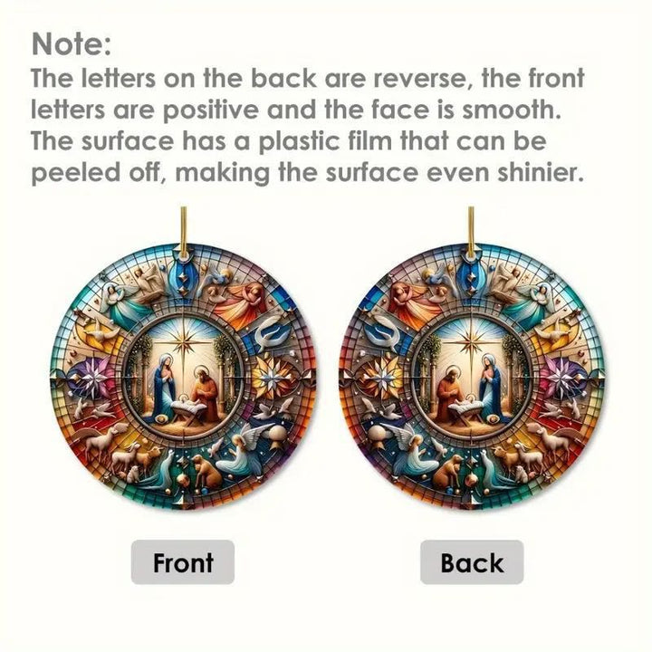 Christianartworkshop Stained Glass Styles Colorful Nativity Hanging Ornaments C - image 1