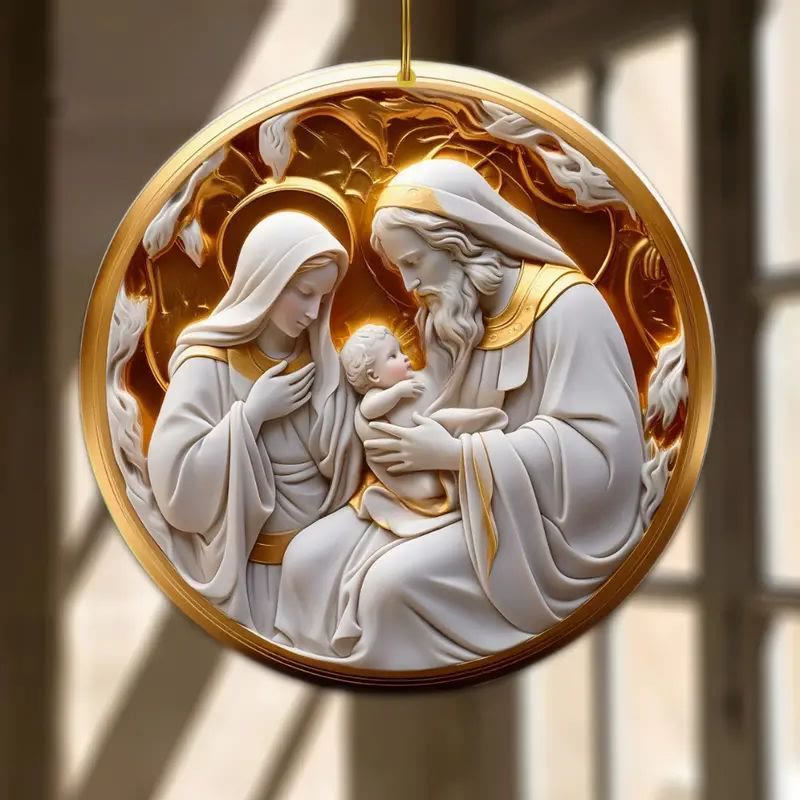 Christianartworkshop 4 Cubism Sculpture Styles Holy Family Nativity Hanging Ornaments - Style 2 - Ceramics - image 2